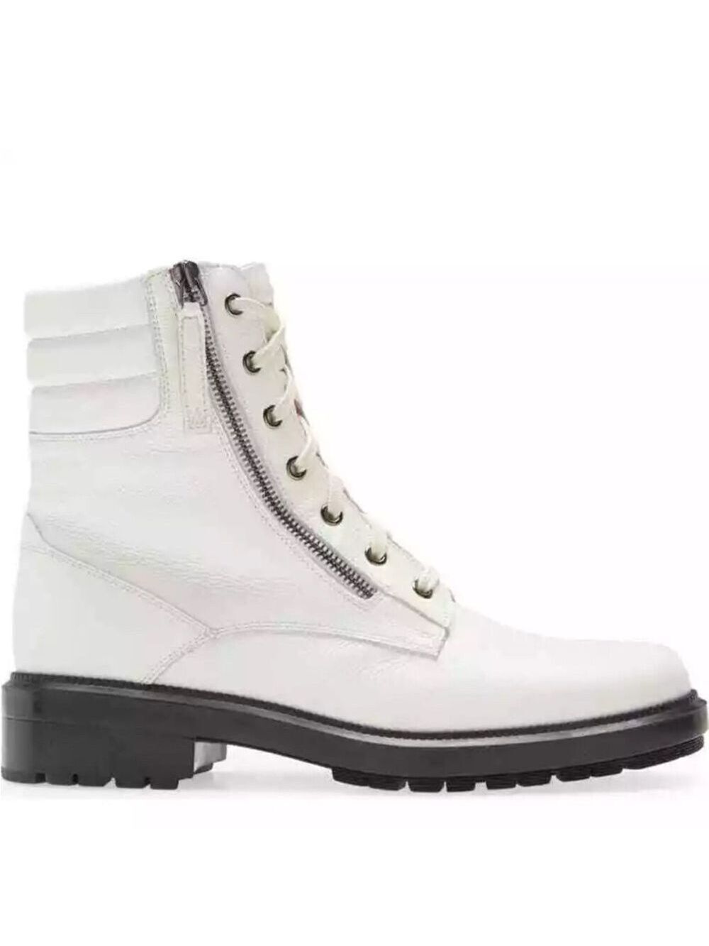 NEW AQUATALIA Laila Water Resistant Zip Lace-Up Bootie White Leather Sz US 9.5